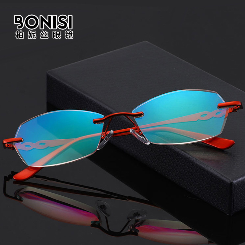 新款女士钻石切边老花镜镀膜防蓝