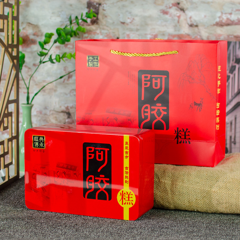 可加印信息阿胶糕包装盒防伪礼盒药品铁盒保健品彩印马口铁盒