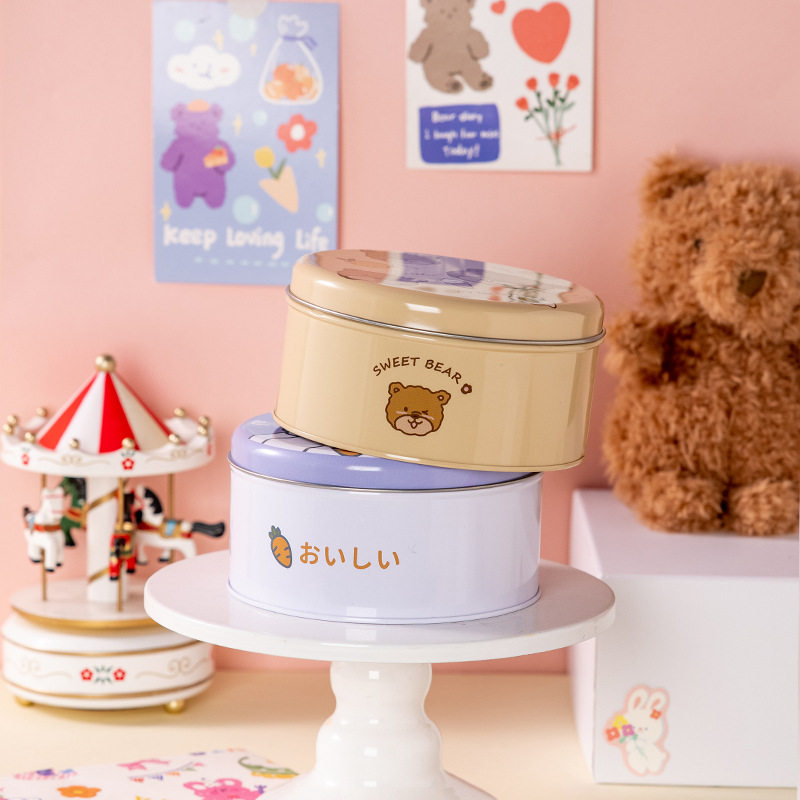 圆形铁盒饼干盒雪花酥曲奇饼干盒子马口铁盒喜糖收纳金属盒小铁盒