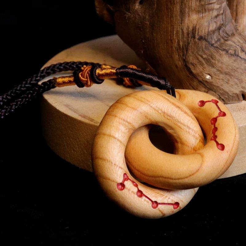 乾坤圈小号吊坠迷你款雷枣木桃木钥匙挂件随身佩戴桃木