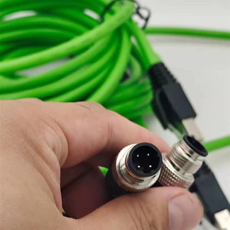 M12连接器转接RJ45网络水晶头4芯8芯直ADX传感器网线插头对接母公