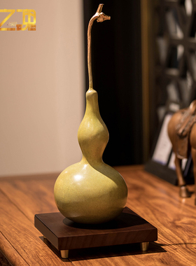 铜制葫芦摆件创意家居天然财葫芦铜摆设办公室酒柜书房装饰品