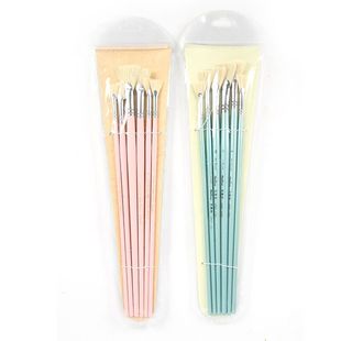 马蒂斯扇形笔猪鬃毛鱼尾笔 猪毛水粉油画丙烯水彩颜料画笔6支装