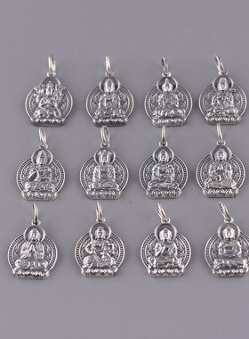 古银铺足银S990复古工艺女戴佛本命年十二生肖本命佛守护神银吊坠