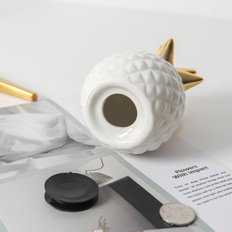 陶瓷菠萝存钱罐北欧现代简约金色菠萝摆件客厅卧室装饰品硬币罐子