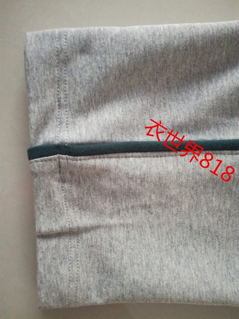 春秋新品浅灰色一道细墨绿杠中学生运动校服裤宽松直筒裤弹性舒适