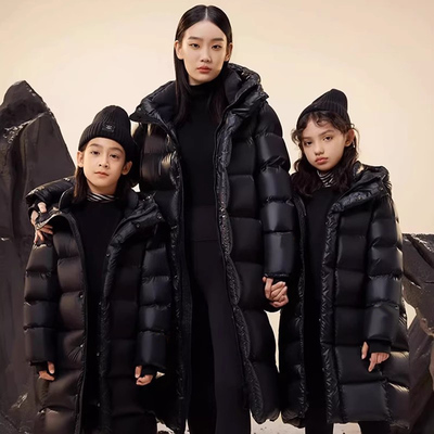 高端儿童中长版羽绒服鸭绒2023新款中大男童女童宝宝短款外套冬季