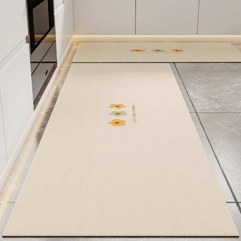 厨房地垫防滑防油可擦免洗2023新款纯色l形专用脚垫门口防滑地毯