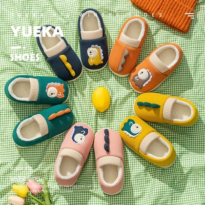 儿童拖鞋冬季女孩保暖女童防滑家居鞋卡通可爱毛毛宝宝棉拖鞋包跟