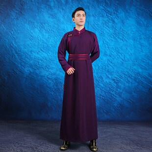 蒙古袍 蒙古族民族舞蹈服饰演出日常传统高端质感生活装 男士 长款