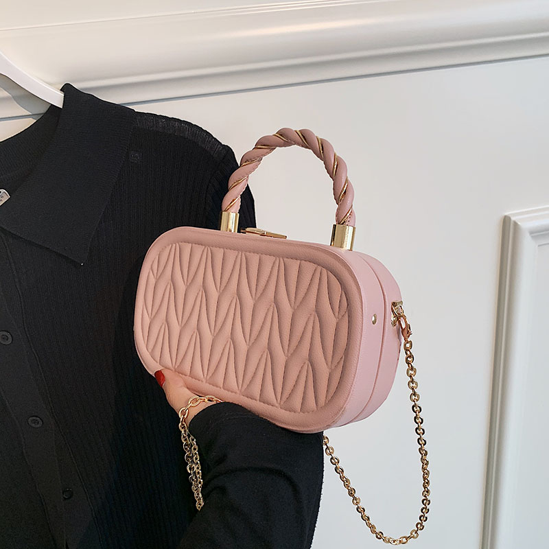 简约压花复古手提小包包女202z3新款百搭小众盒子包单肩斜挎小方