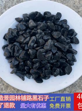 黑色石子庭院深灰色水洗石黑色碎石砾石洗米石铺地装饰造景黑石子
