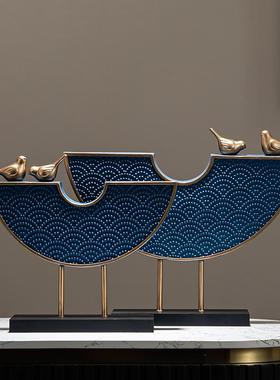 轻奢家居客厅电视柜装饰品摆件高档艺术工艺高级感玄关新中式酒柜