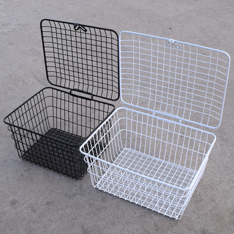 电动车车篮三轮车后车筐带盖上锁车篮子电瓶车大车筐储物筐车篓子