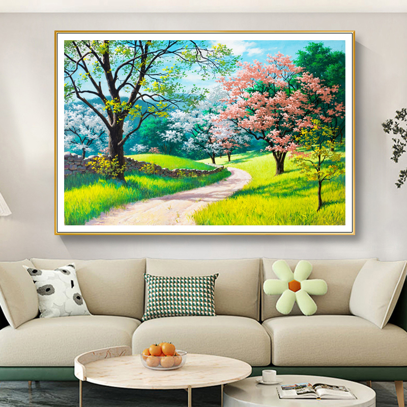 现代客厅背景墙装饰画卧室房间床头风景挂画餐厅玄关民宿墙面壁画图片