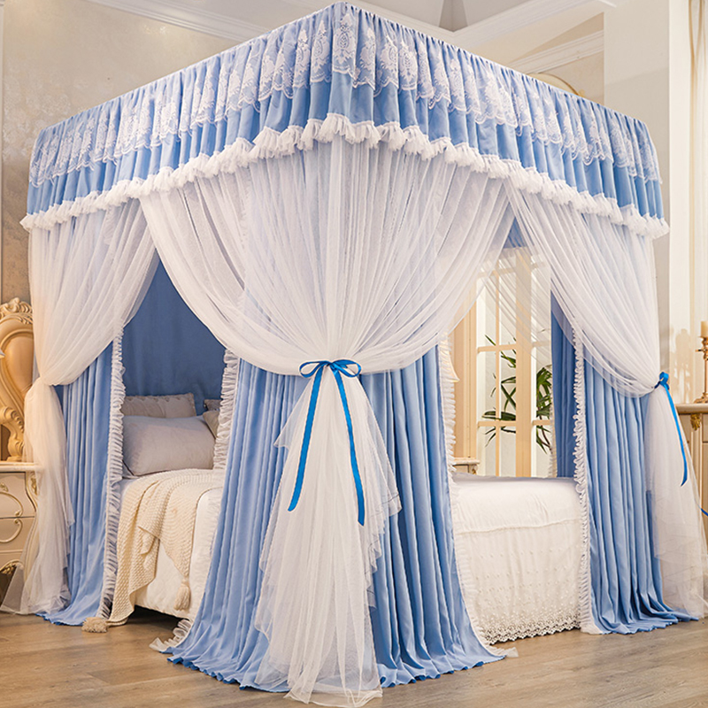 蚊帐2023新款家用宿舍蚊v帐遮光床帘床幔落地式支架床帘蚊帐一体