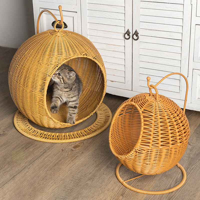 宠物吊床猫窝藤编四季通用草编可水洗编织秋千床猫咪悬挂式吊摇篮