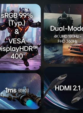 27G810A电竞XG27显示器4K180z&1K360z双模IPS3A游戏CG屏幕