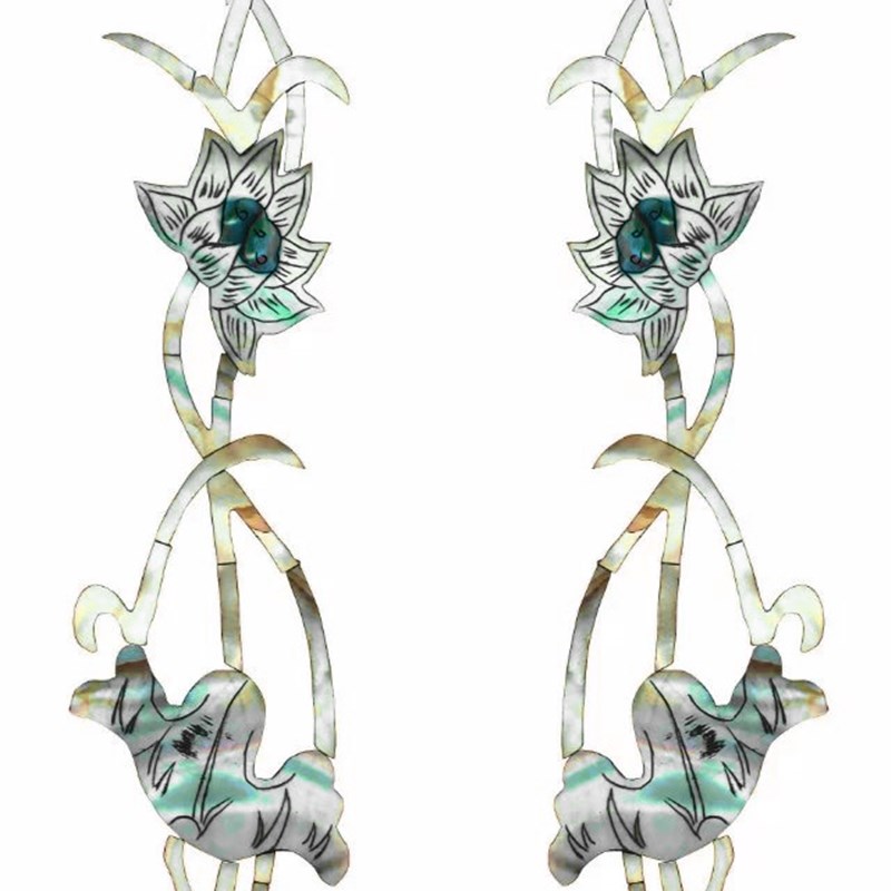 大盟中国风花鸟复古家具水移画仿螺钿贴纸乐器古筝面板水转印贴画