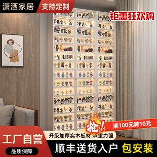 实木玻璃门手办柜书柜吊柜壁挂展示架收纳柜盲盒手办展示柜置物架