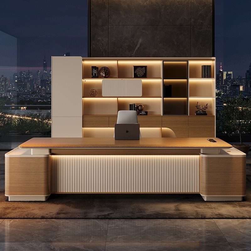 总裁桌椅组合,简约现代的总经理办公室,高端轻奢的老Q板办公室董