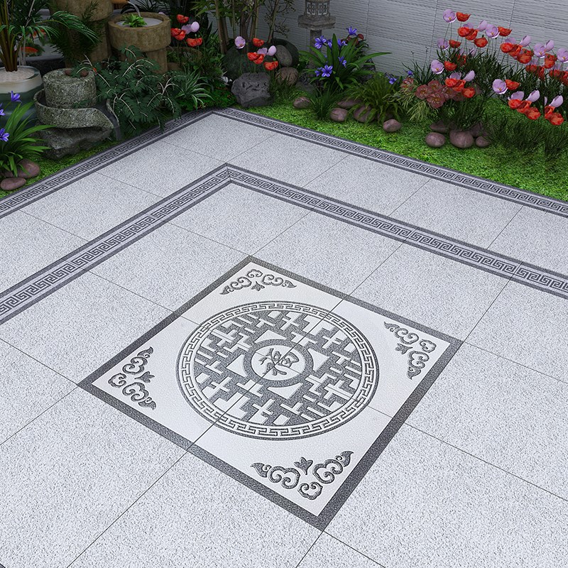 石英砖拼花别墅院子地铺石瓷砖室外庭院地L面砖花园防滑户外仿石