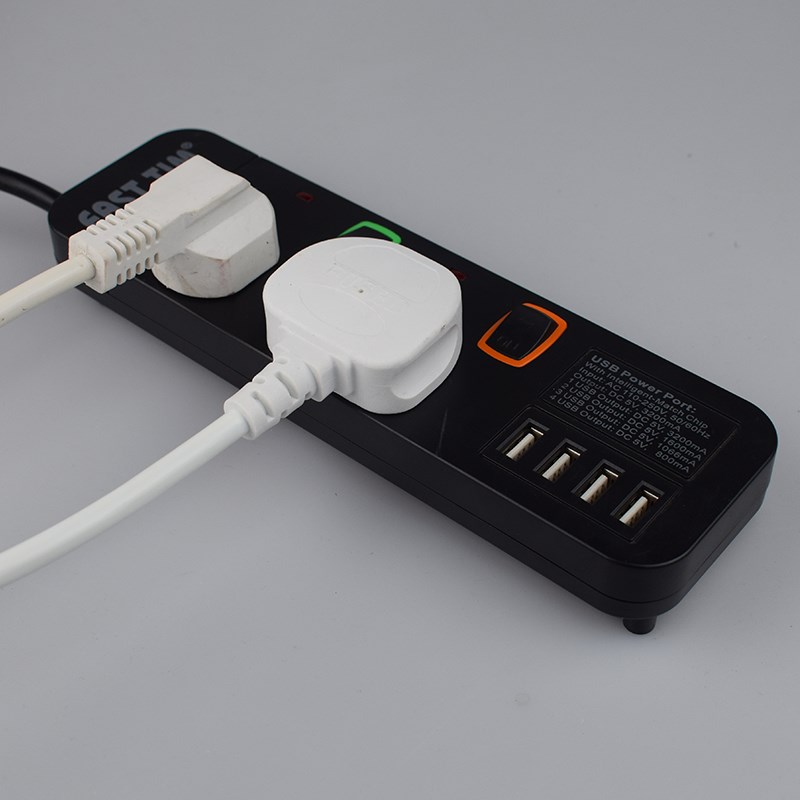 13A香港版插座英标多功能排插家用插板英式黑色平板电拖板带开关