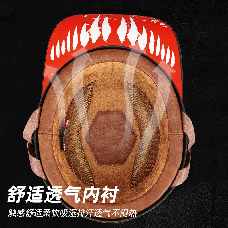 3C认证摩托车头盔复古半盔男女德式瓢盔机车哈雷轻便X电动车太子