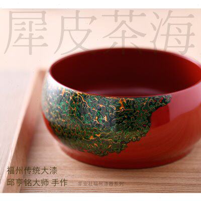 平安社 手工犀皮漆器茶具 大漆茶盂 茶海 茶洗 水洗 钵 建水 礼品