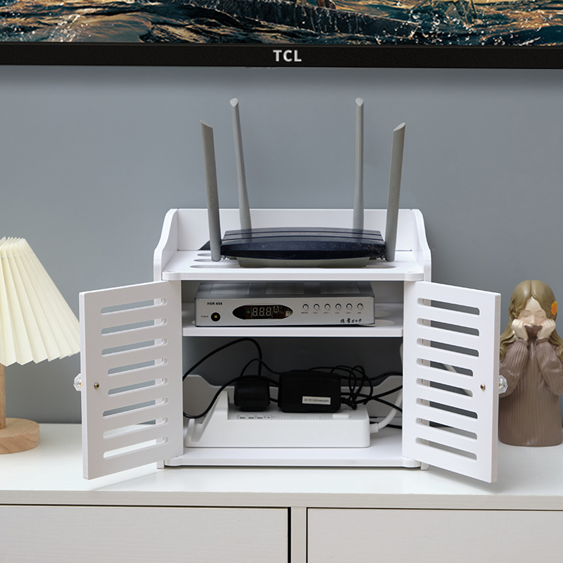 无线路由器收纳盒wifi收纳架排插电线插线板光猫机顶盒挂墙置物架