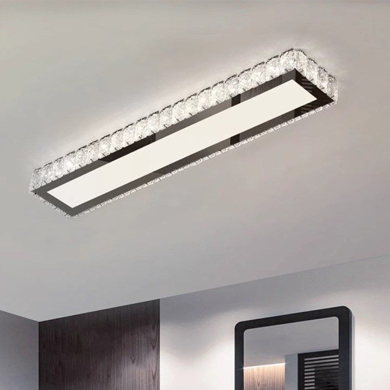轻奢水晶走廊过道灯长方一字入户玄关长条吸顶灯现代简约阳台灯具