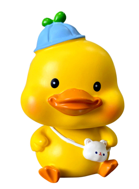 创意可爱治愈系网红MOMO小黄鸭电动汽车载装饰摆件办公室桌面公仔