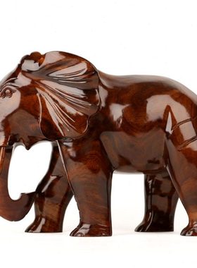 木雕大象摆件乔迁开业礼品客厅玄关电视酒柜办公室吉祥工艺装饰品
