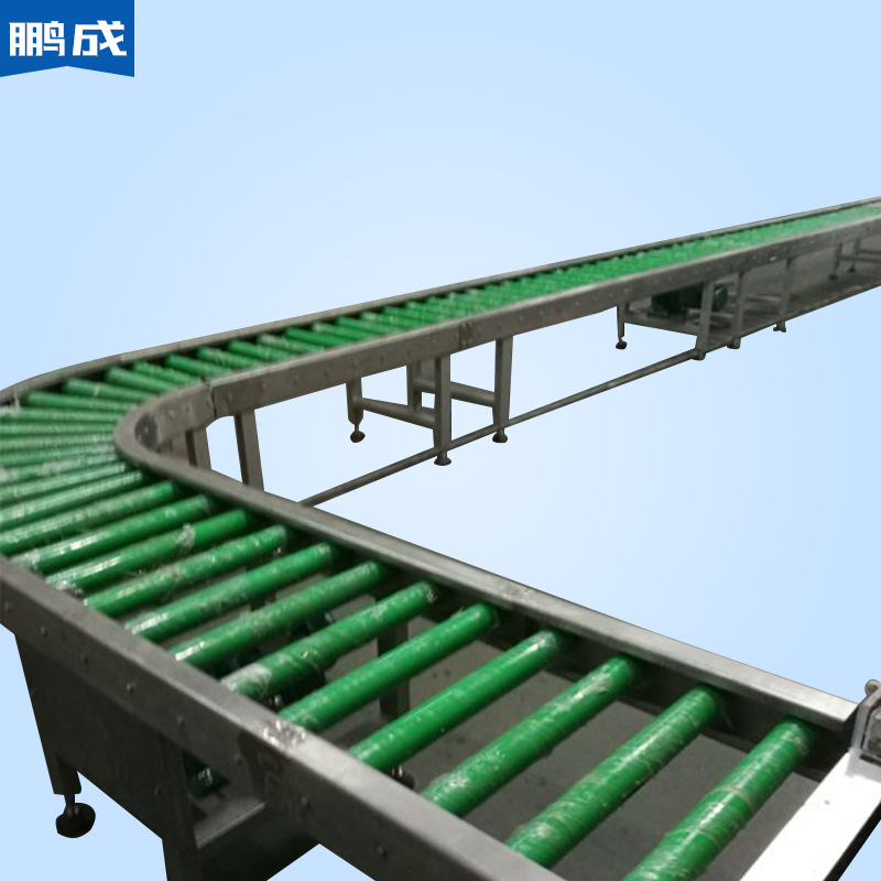 小型辊筒流水线转弯机仓储物流分拣线不锈钢无动力包胶滚筒输送机