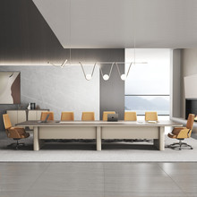 轻奢大型烤漆会议桌长桌椅简约现代会议室办公桌椅组合洽谈会客桌