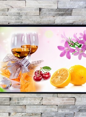 ks色系新款客厅餐厅花果酒杯简约现代手工自绣满绣精准印花十字绣