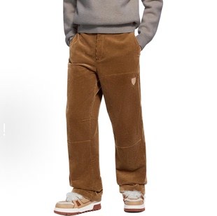 SKI滑雪系列灯芯绒休闲长裤 男女情侣明星同款 26SS 棕色 Adam