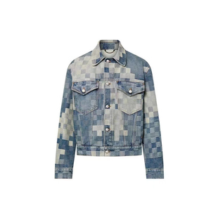 男女同款 25SS 马赛克像素棋盘格牛仔印花外套棋盘格夹克 Adam