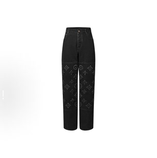 林俊杰龚俊卡车水洗烧花牛仔印花拉链长裤 男女情侣同款 Adam