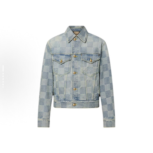 男女情侣同款 25SS 棋盘格做旧水洗牛仔夹克外套 Adam