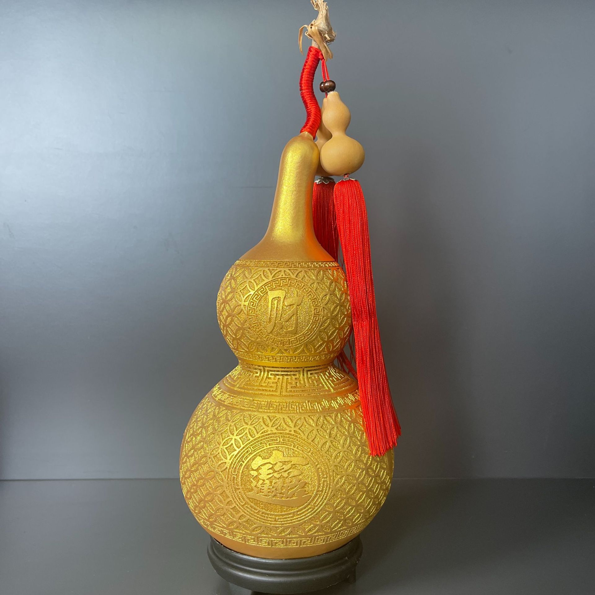 葫芦挂件文艺摆件八方来财缠龙头天然大葫芦鎏金家居摆件厂家批发