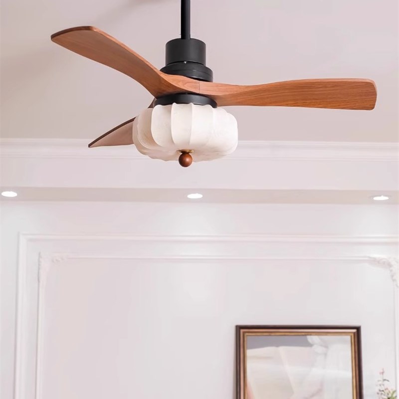 长虹餐厅扇灯吊灯集成中世纪风格胡桃木图案客厅吊扇Q灯2025新卧