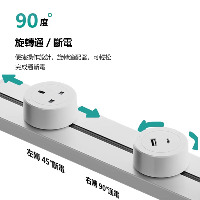 港澳移动轨道英标专用英式13A适配器USB家用电力滑轨插座带LED灯