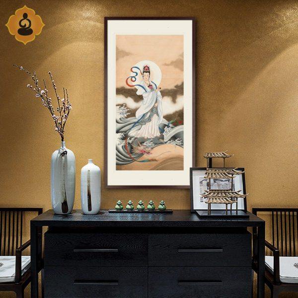 工笔人物国画龙头鳌鱼骑龙观音菩萨画像玄关书房中式卷轴画框挂画,家居饰品,国画,淘宝优惠券,粉丝福利购,淘宝优惠卷