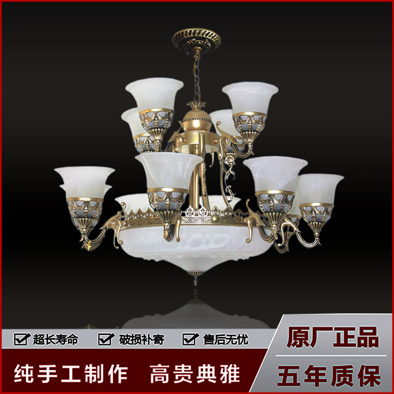 欧式吊灯批发 古铜色双层吸顶 复古复式楼别墅酒店客厅灯豪华大气