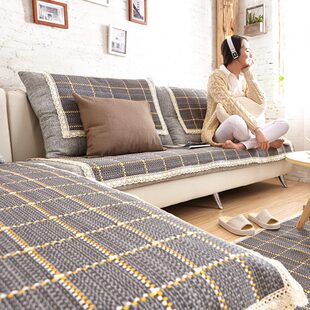 全盖棉麻亚麻沙发垫四季通用粗布沙发巾套罩布艺坐垫冬季加厚防滑