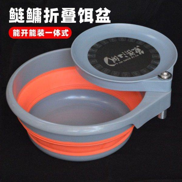 硅胶鲢鳙全磁开饵盆散泡强磁带隔层拉饵盘黑坑竞技折叠鱼饵盆透明