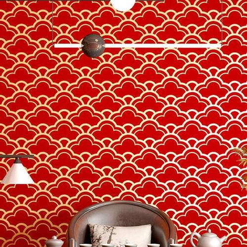 新中式墙纸中国复古风格古典禅意饭店酒店茶室祥云国潮背景墙壁纸