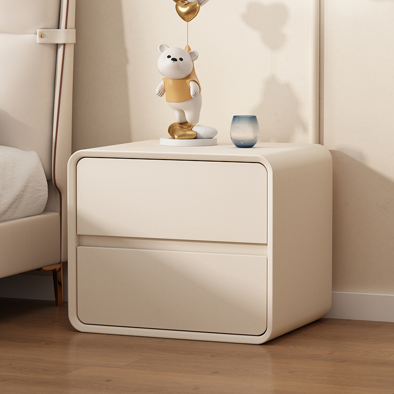 免安装轻奢实木简约现代小型创意家E用卧室床边柜白色奶油风床头