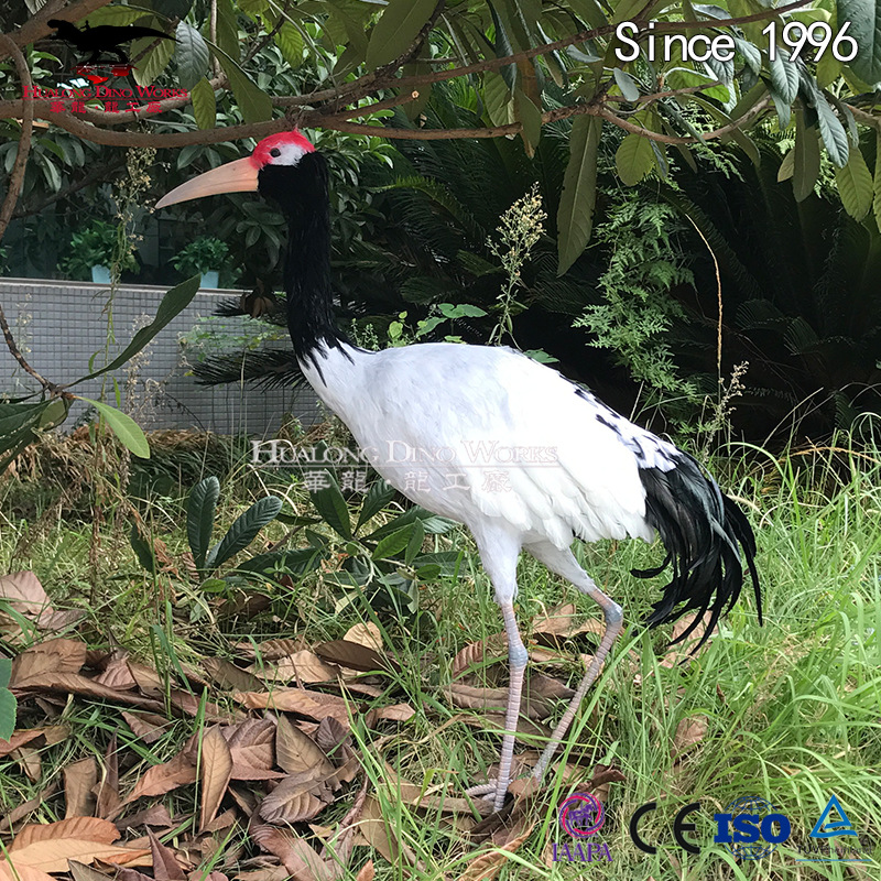 仿真机械模型摆件电动动物模型丹顶鹤 仿真纯手工粘毛动物厂家